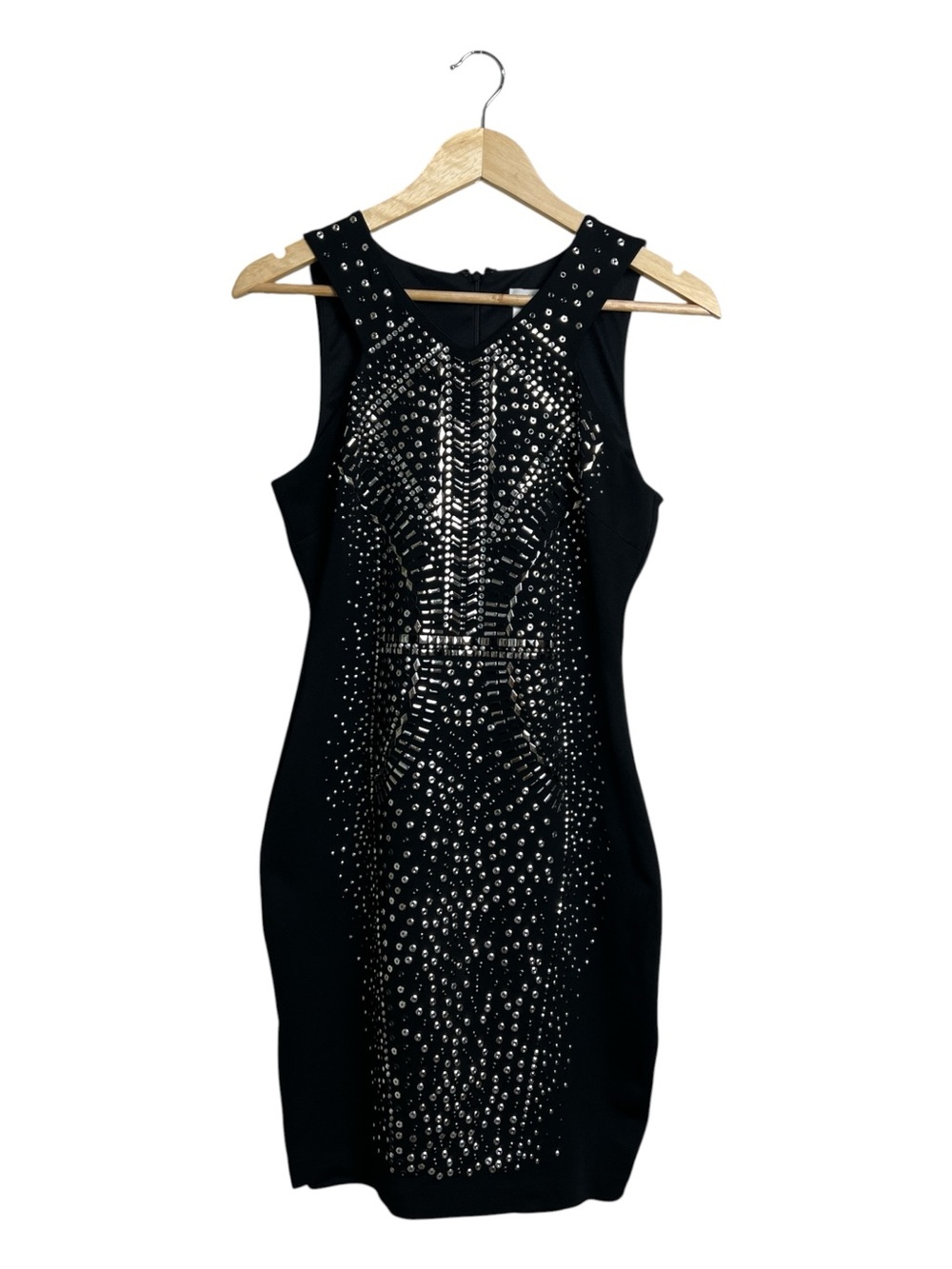 Cache Black Rhinestone Studded Bodycon Cocktail Dress Size 0